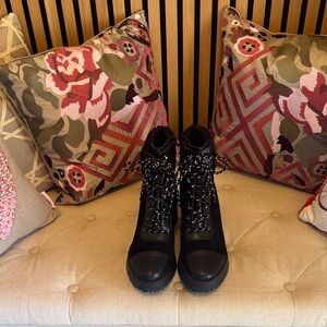 Chelsea & Violet Black Lace-Up Ankle Boots